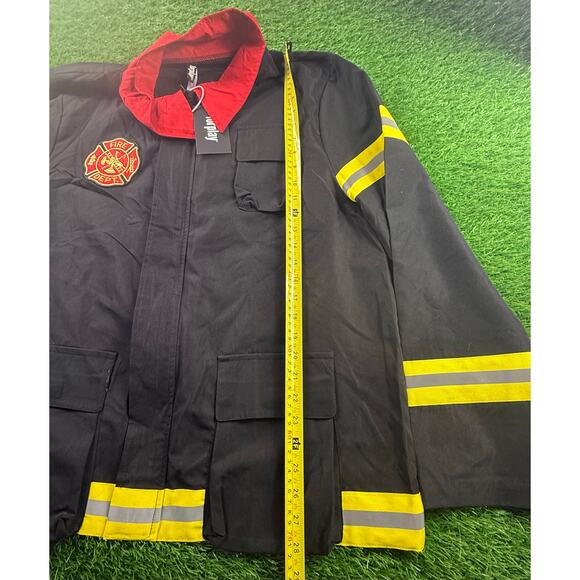 Forplay Firefighter Jacket Costume M/L Black Yellow Reflective Trim - Picture 5 of 9